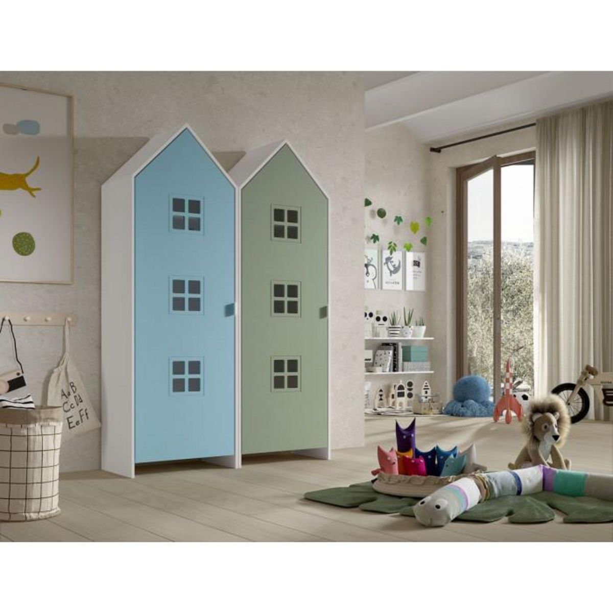 Paris Prix Pack - 2 Armoires Enfant  Casami Bruges  171cm Bleu & Vert