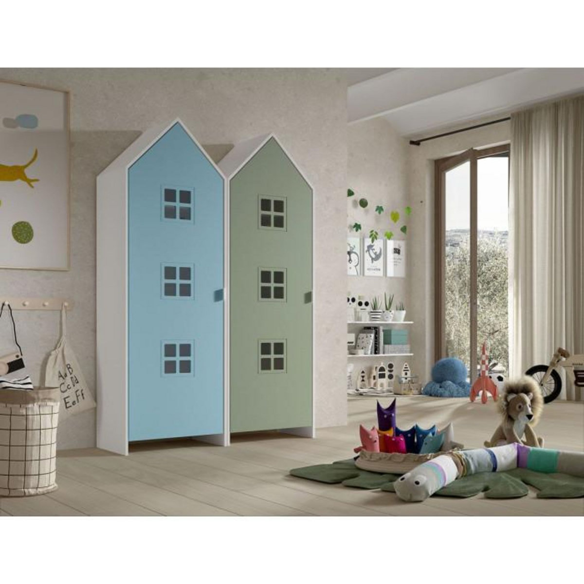 Paris Prix Pack - 2 Armoires Enfant  Casami Bruges  171cm Bleu & Vert