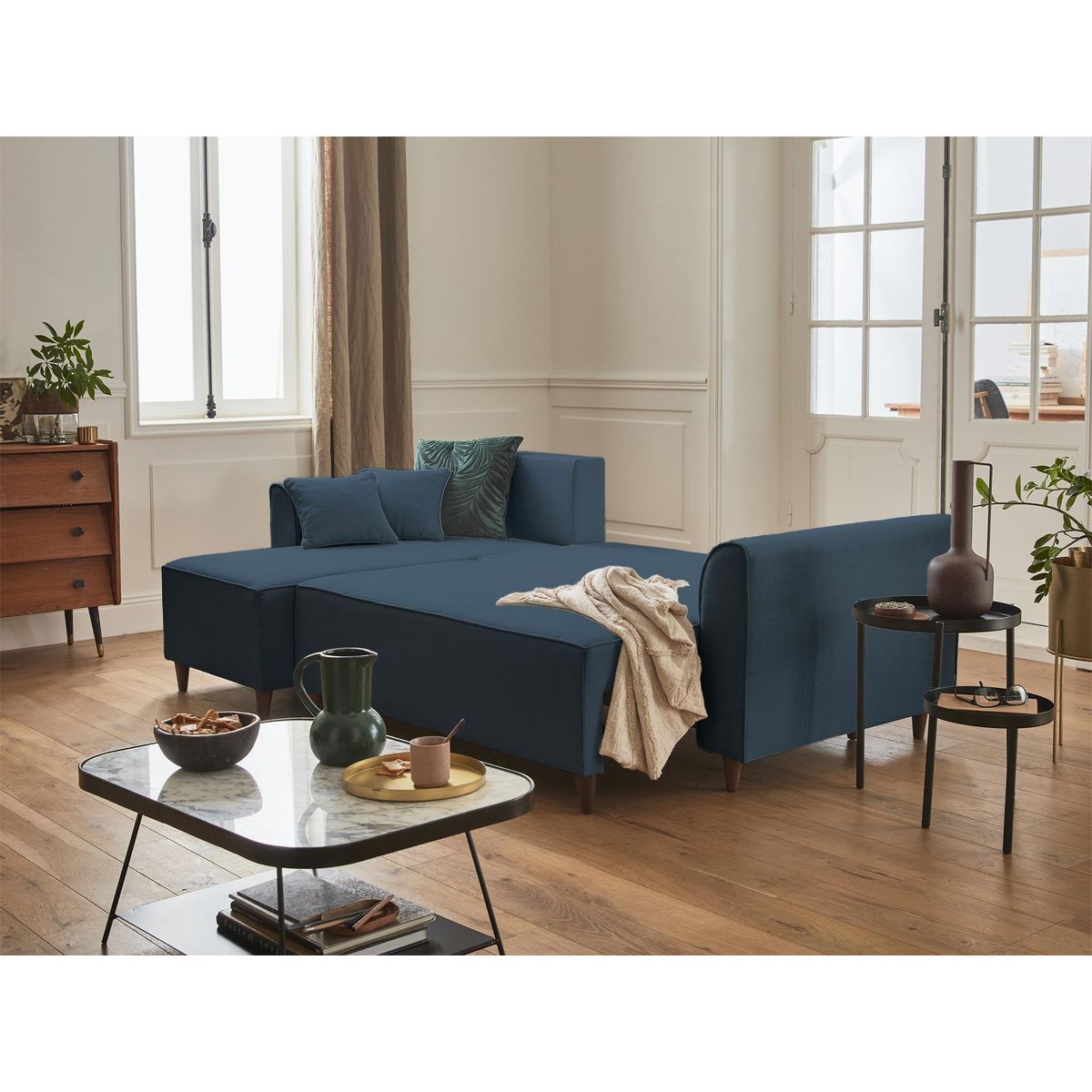 BEST MOBILIER Saphir - canapé d'angle réversible 4 places - convertible - avec coffre - en tissu