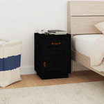 VIDAXL Table de chevet Noir 40x34x55 cm Bois de pin solide