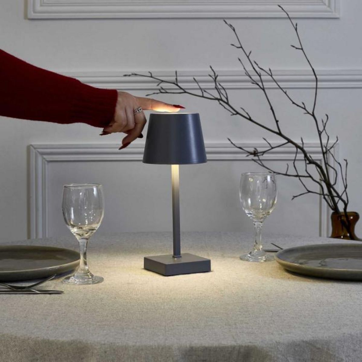 Paris Prix Lampe à Poser Tactile  LED  26cm Gris