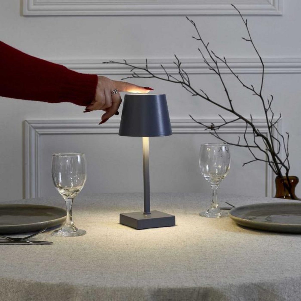 Paris Prix Lampe à Poser Tactile  LED  26cm Gris