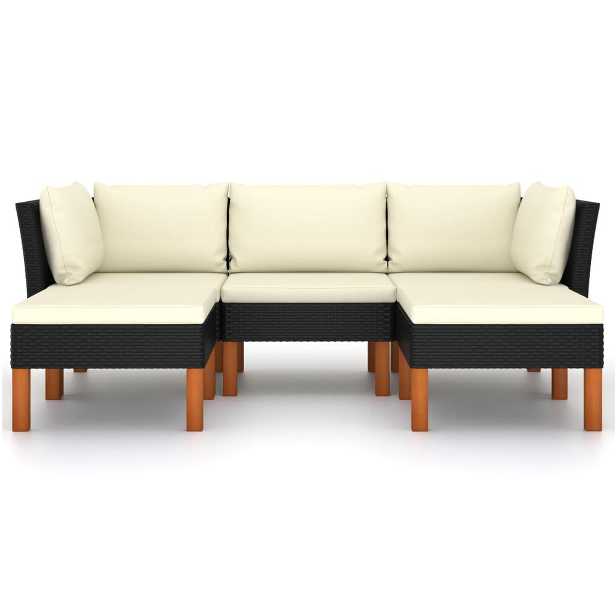 Voir la diapositive 3 : VIDAXL Salon de jardin 5 pcs avec coussins Resine tressee Noir