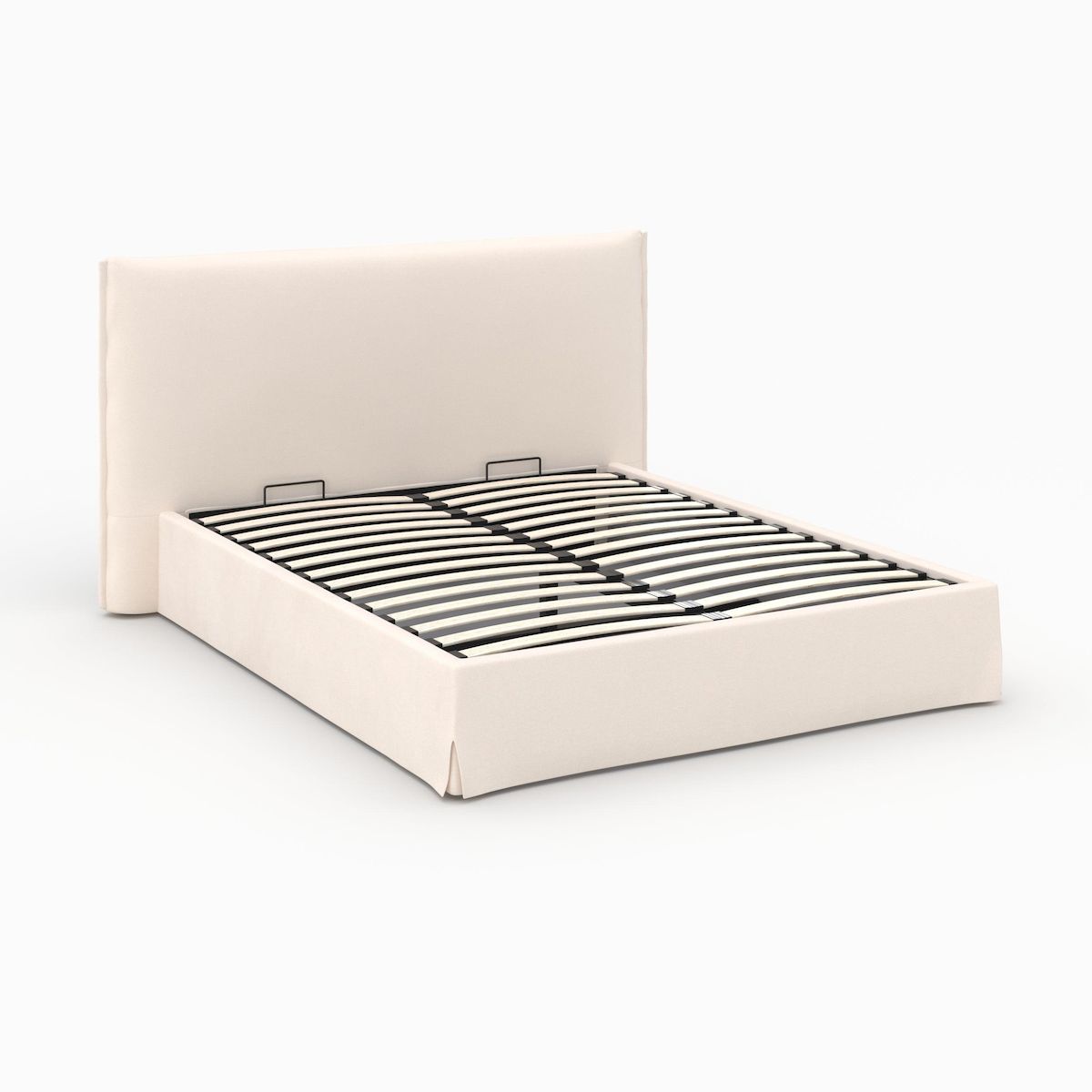 Rendez vous déco Lit coffre 160x200 cm en tissu blanc déhoussable-Safia