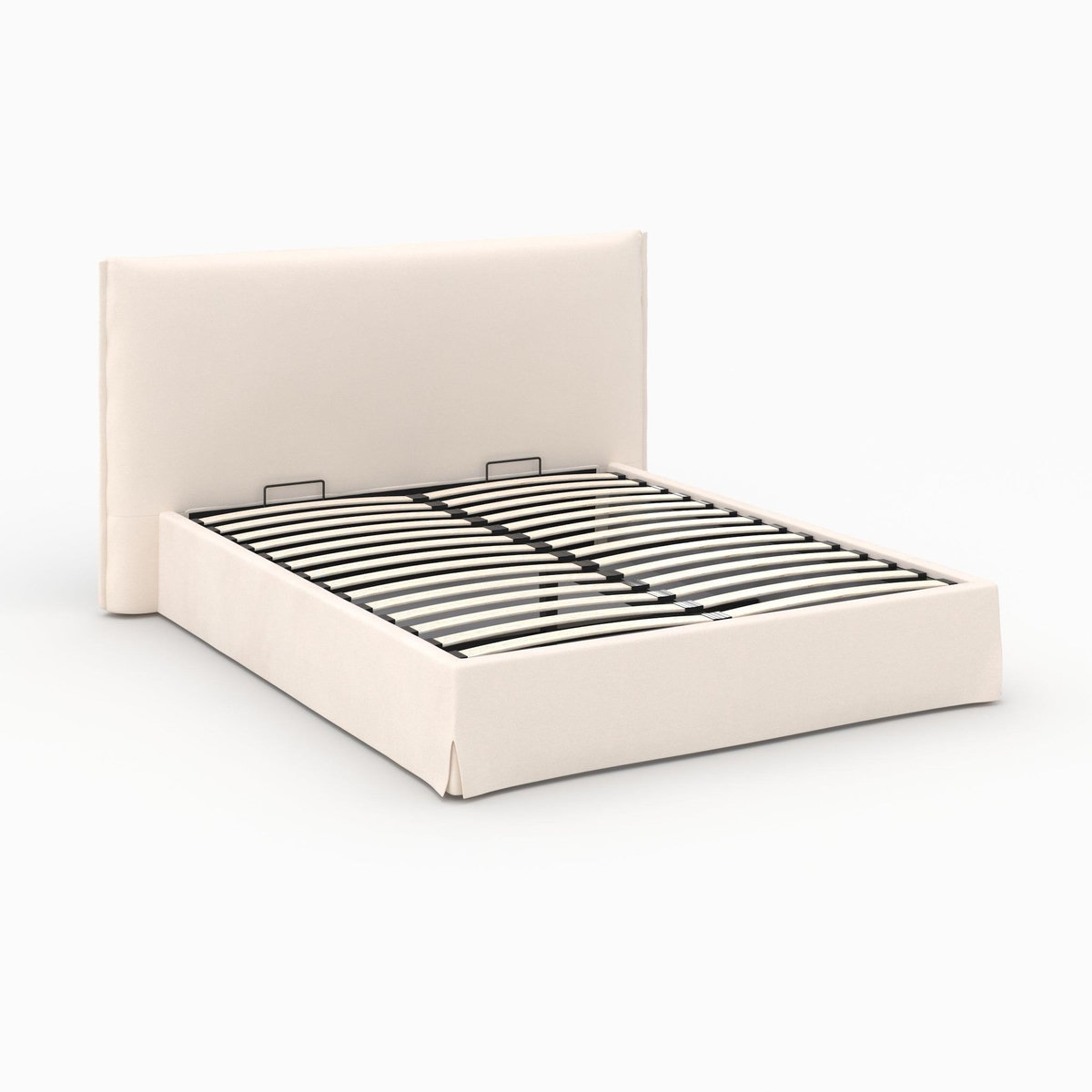 Rendez vous déco Lit coffre 160x200 cm en tissu blanc déhoussable-Safia