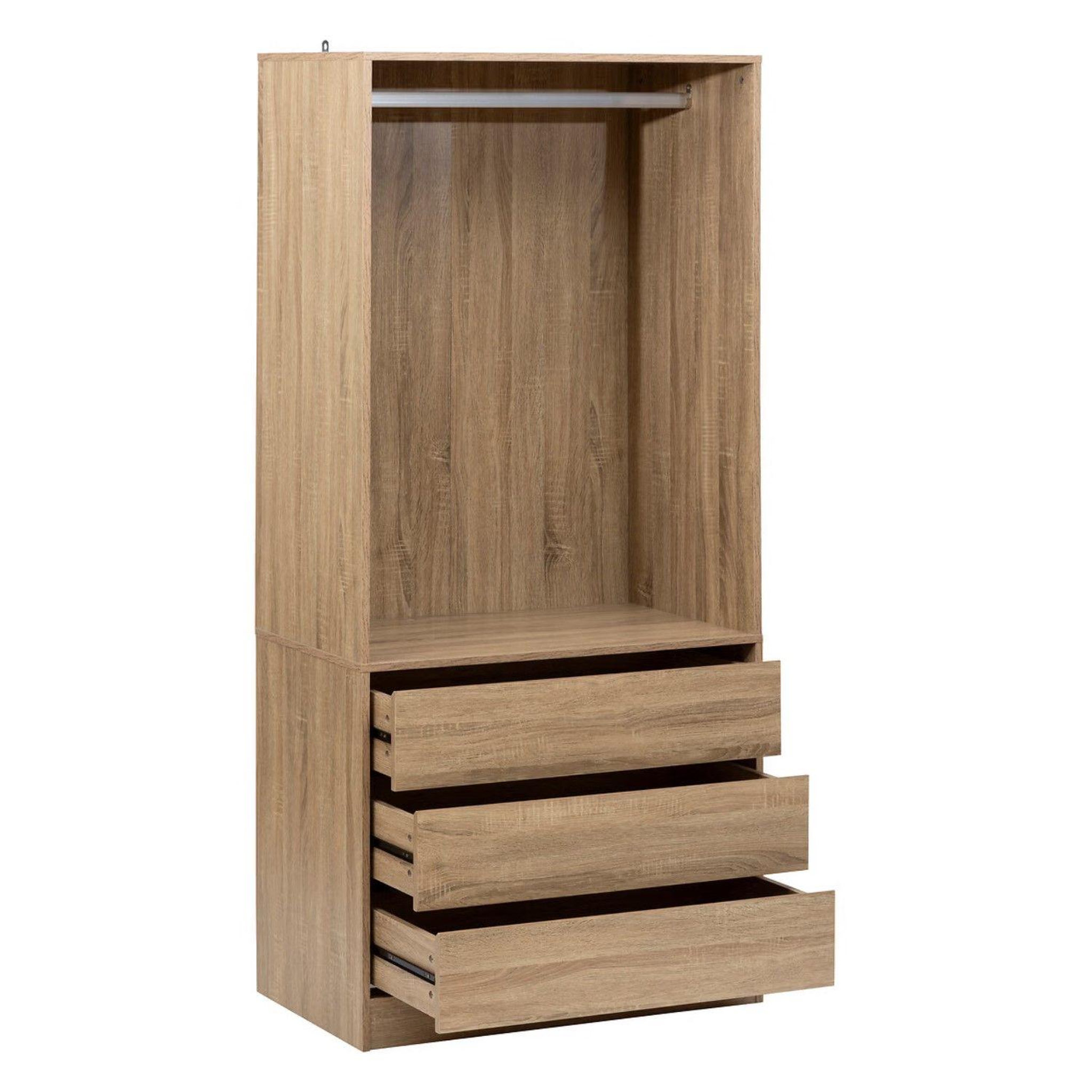 Voir la diapositive 3 : FIVE Dressing 3 tiroirs avec penderie - beige