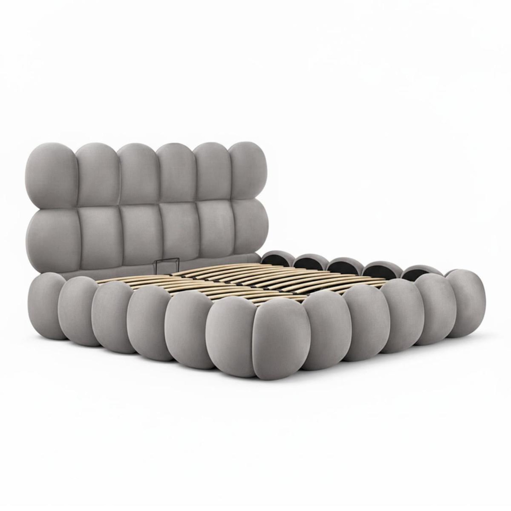 Voir la diapositive 4 : Paris Prix Pack lit coffre en velours & matelas  bubble & goodream  160x200cm gris