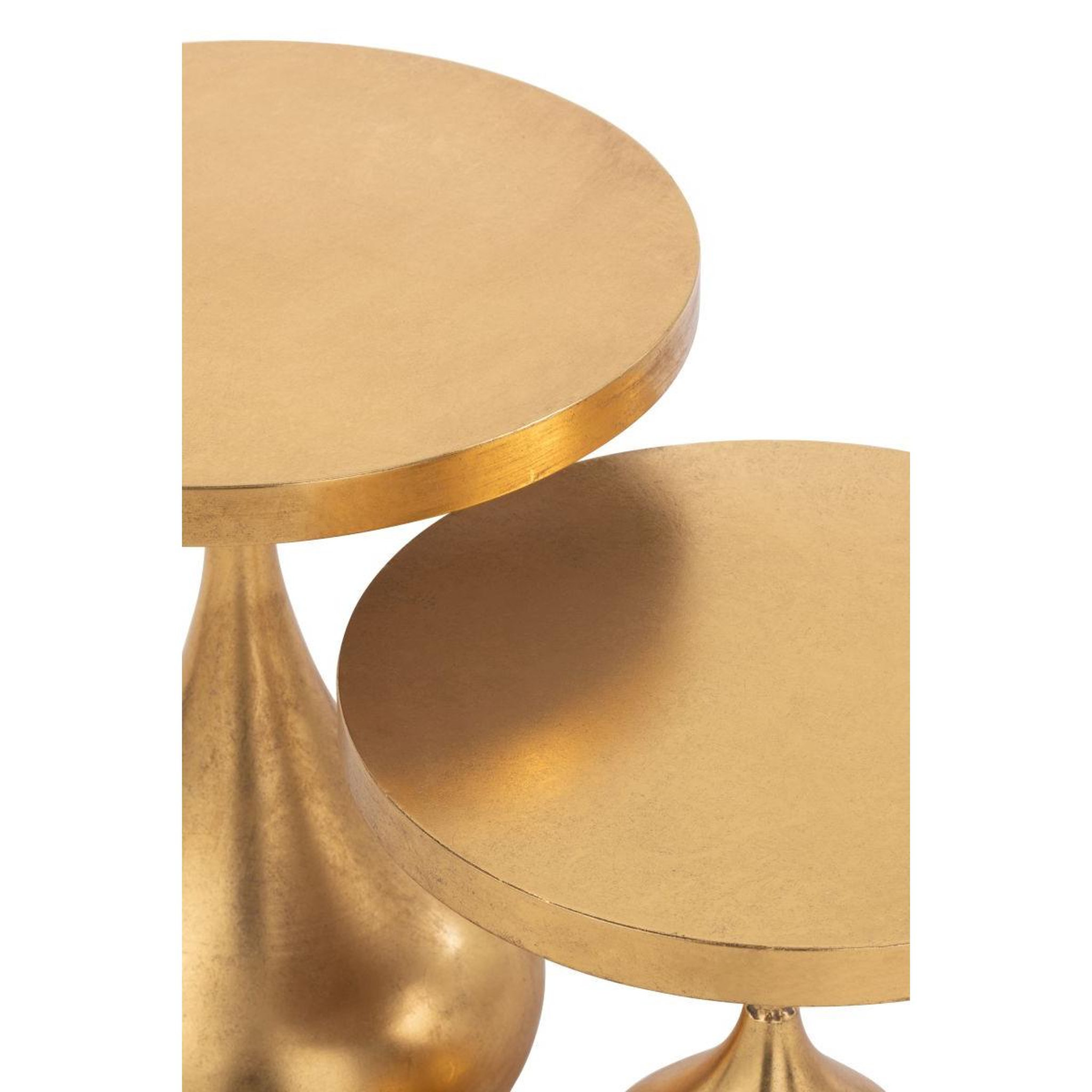 Voir la diapositive 3 : J-LINE Lot de 2 tables d'appoint en métal  goutte  50cm or