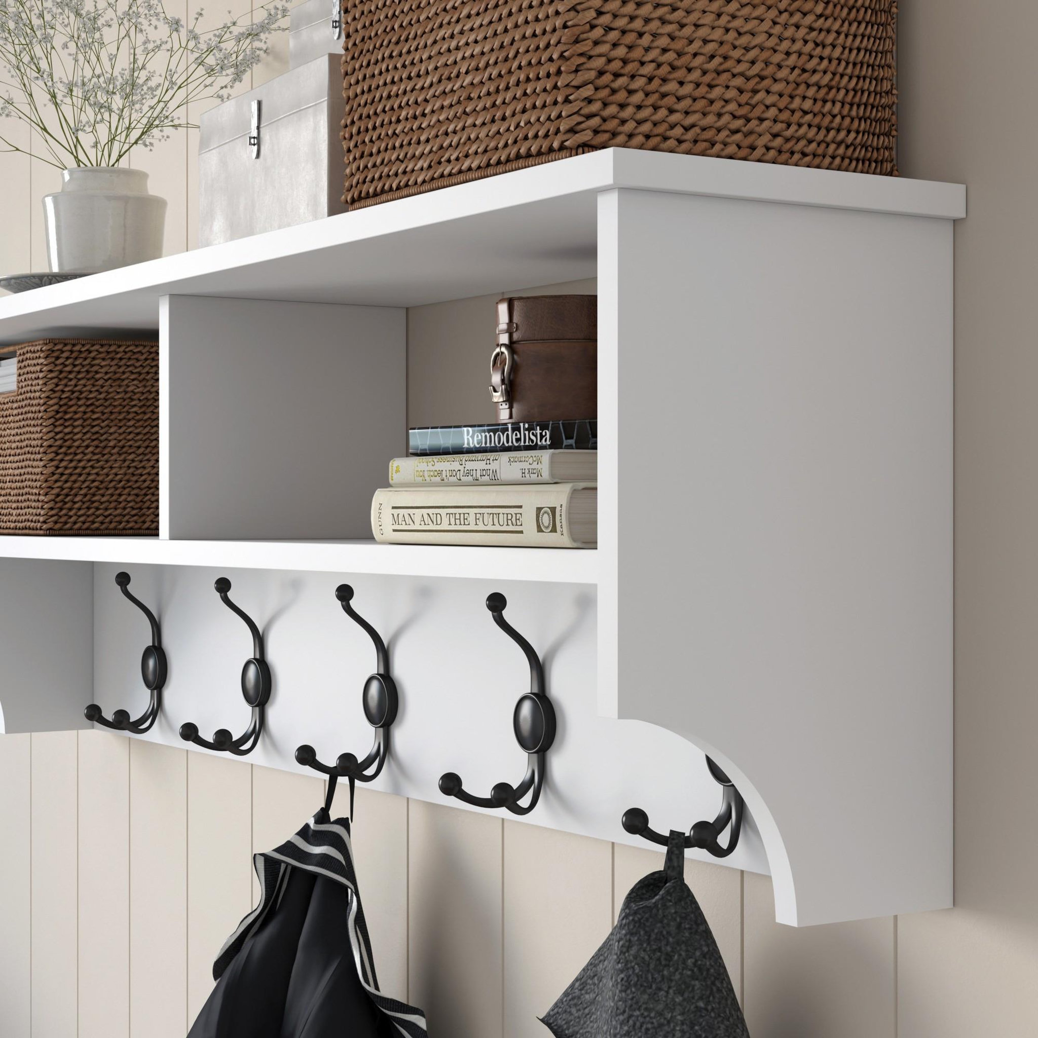 Voir la diapositive 3 : Habitat et Jardin Porte-manteau en bois  pino  - 120 x 22 x 37 cm - blanc