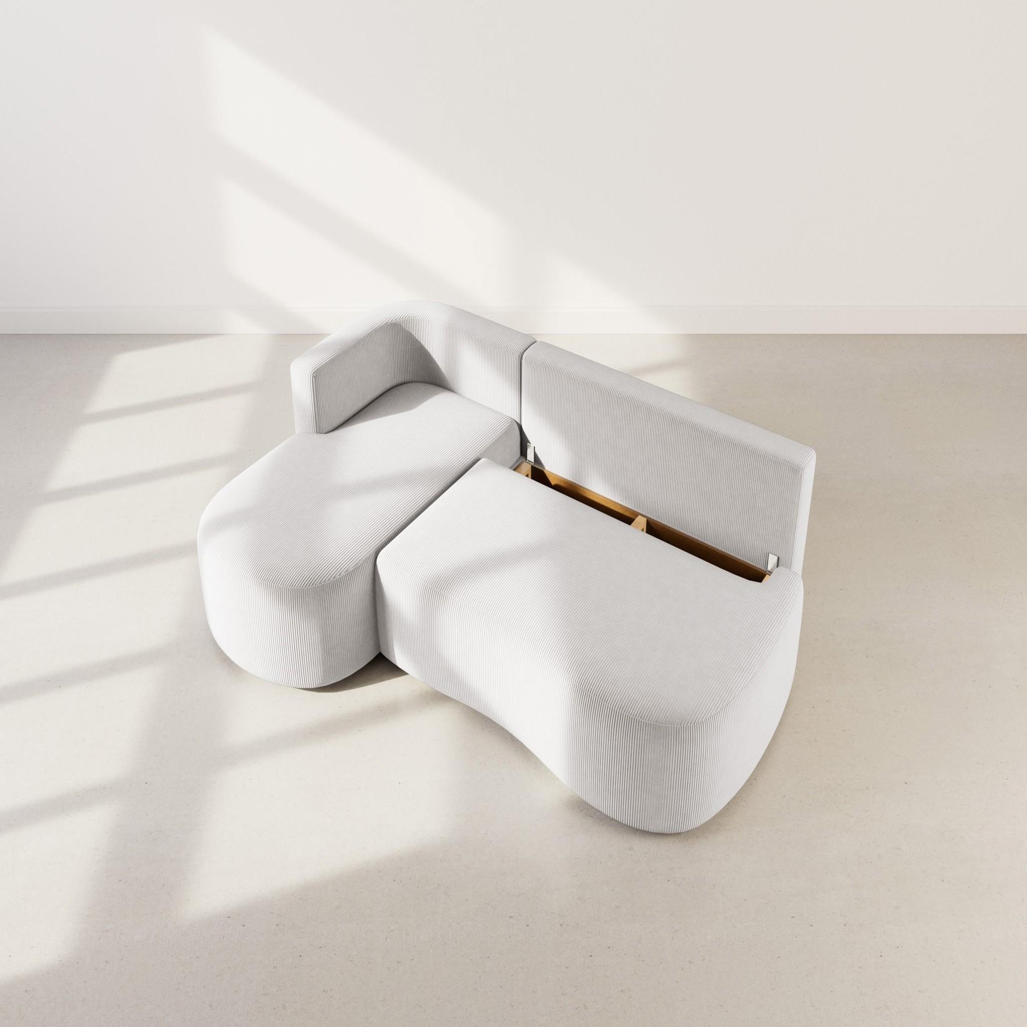 Voir la diapositive 3 : BEST MOBILIER Mahina - canapé d'angle gauche 4 places convertible avec coffre en velours côtelé