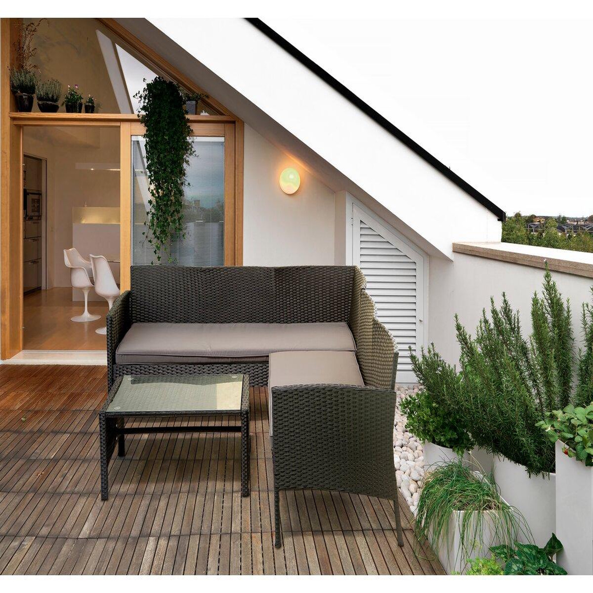 Voir la diapositive 2 : Habitat et Jardin Salon de jardin en résine tressée  Louisa  - 5 places - Marron