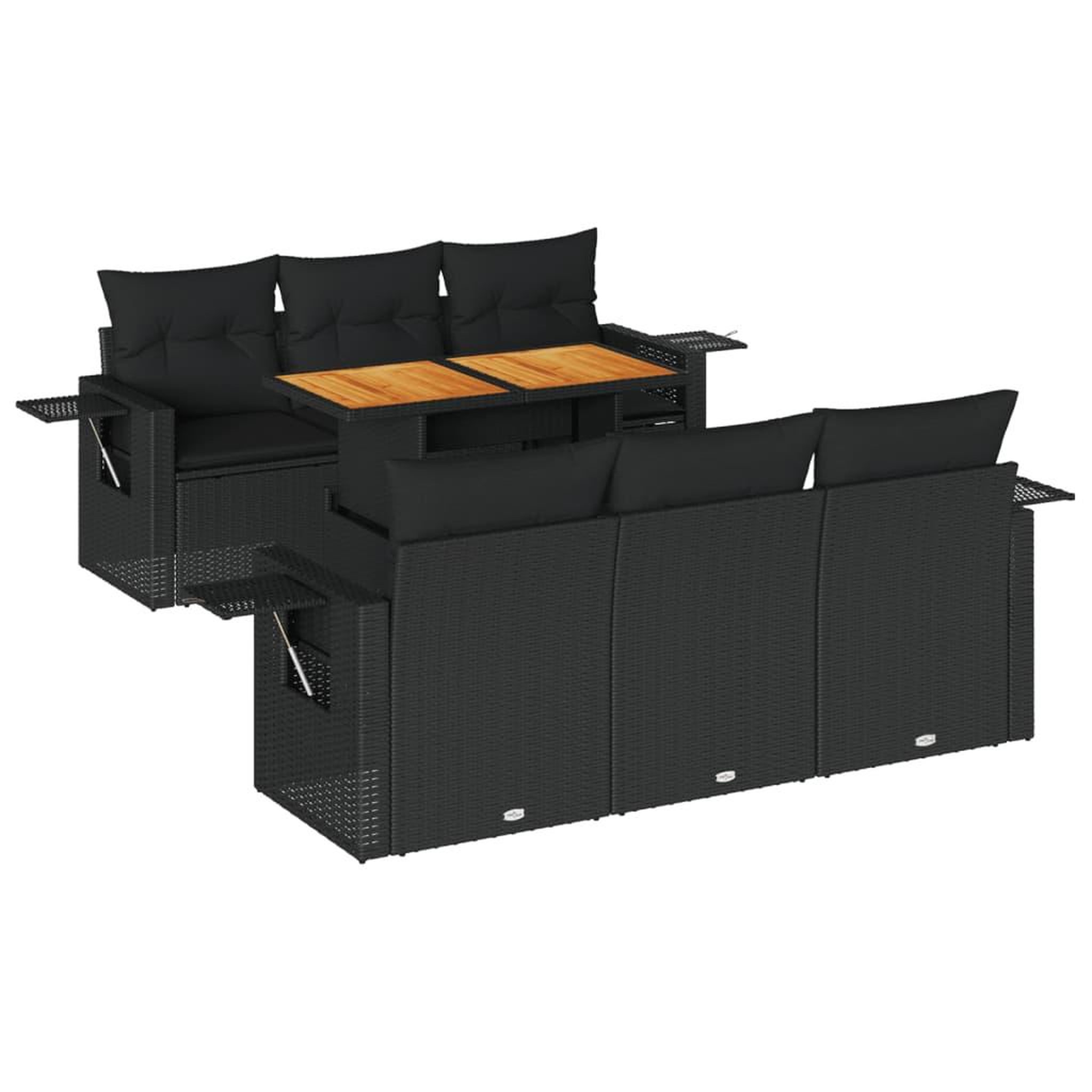 Voir la diapositive 2 : VIDAXL Salon de jardin 7 pcs avec coussins noir resine tressee