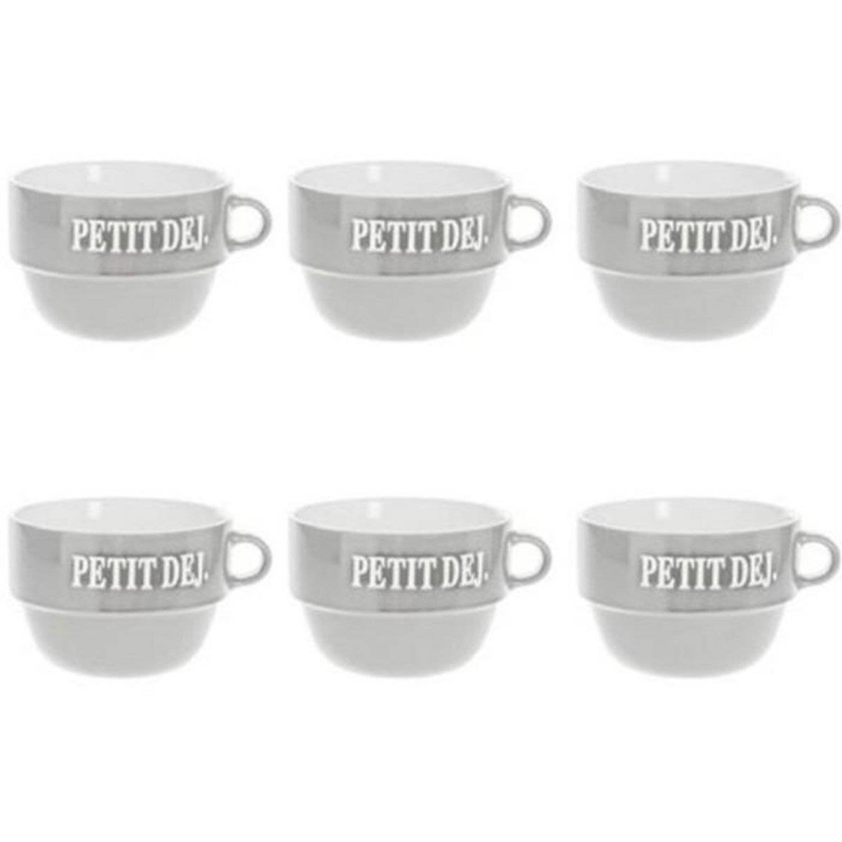 SECRET DE GOURMET Lot de 6 Tasses en Faïence  Coloroma  62cl Gris