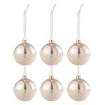Paris Prix Lot de 6 Boules de Noël  Ligne Paillettes  8cm Rose Clair