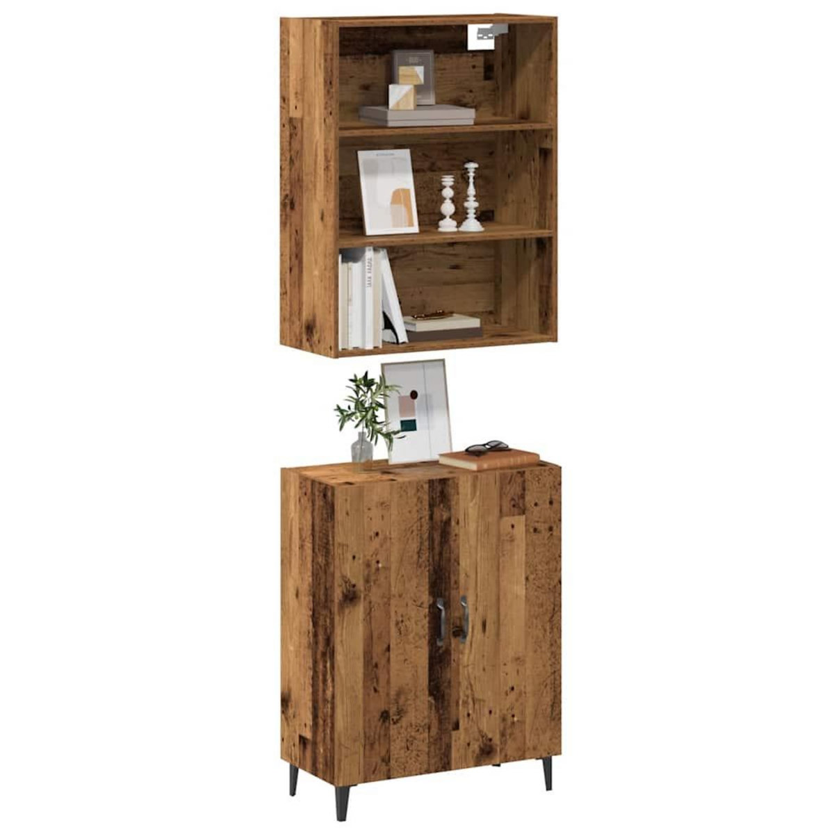 VIDAXL Buffet avec armoire murale vieux bois bois d'ingenierie