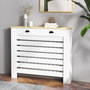 Voir la diapositive 2 : HOMCOM Cache-radiateur design panneau avec tiroirs - grille d'aération horizontale à lattes - dim. 111L x 19l x 95H cm - MDF effet bois clair blanc