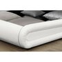CONCEPT USINE Cadre de lit en PU blanc avec rangements et LED intégrées 140x190 cm PORTLAND