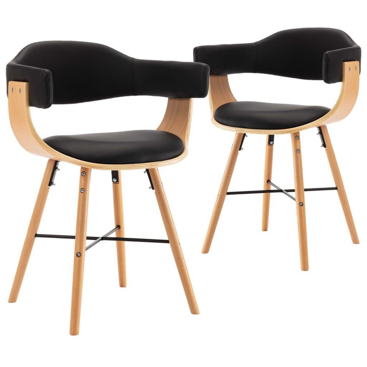 VIDAXL Chaises a manger lot de 2 noir similicuir et bois courbe