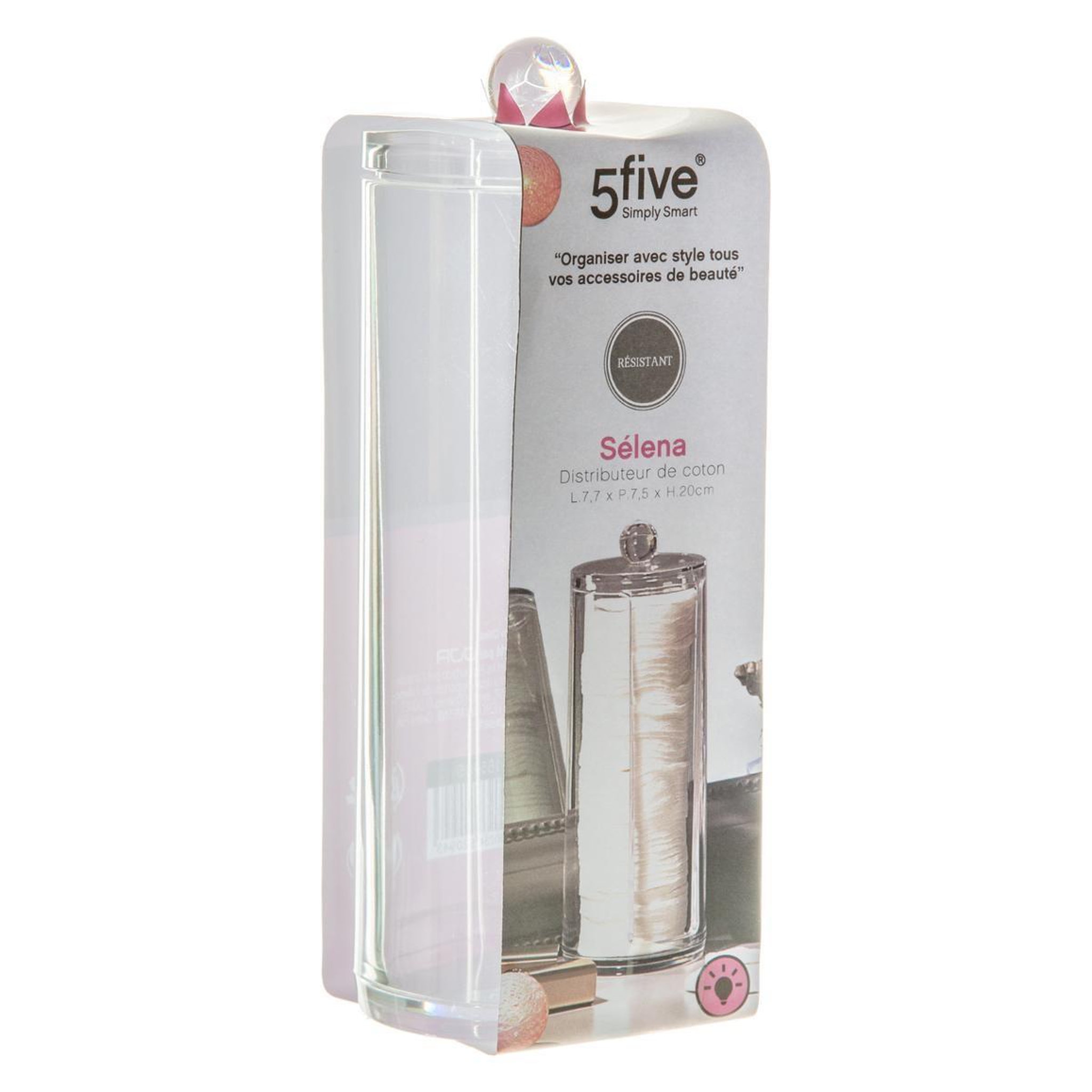 Voir la diapositive 3 : FIVE Distributeur de coton  selena  20cm transparent