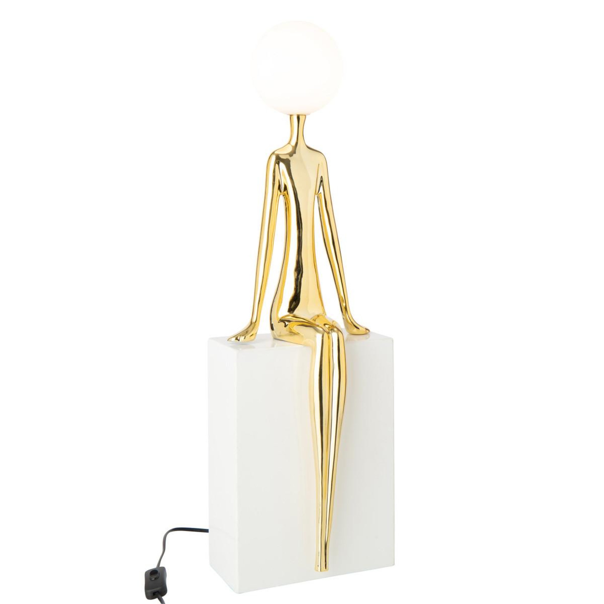 Voir la diapositive 2 : J-LINE Lampe à poser design  silhouette  72cm doré & blanc