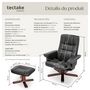 Voir la diapositive 6 : tectake Fauteuil relax avec pied en croix avec repose-pieds noir/marron