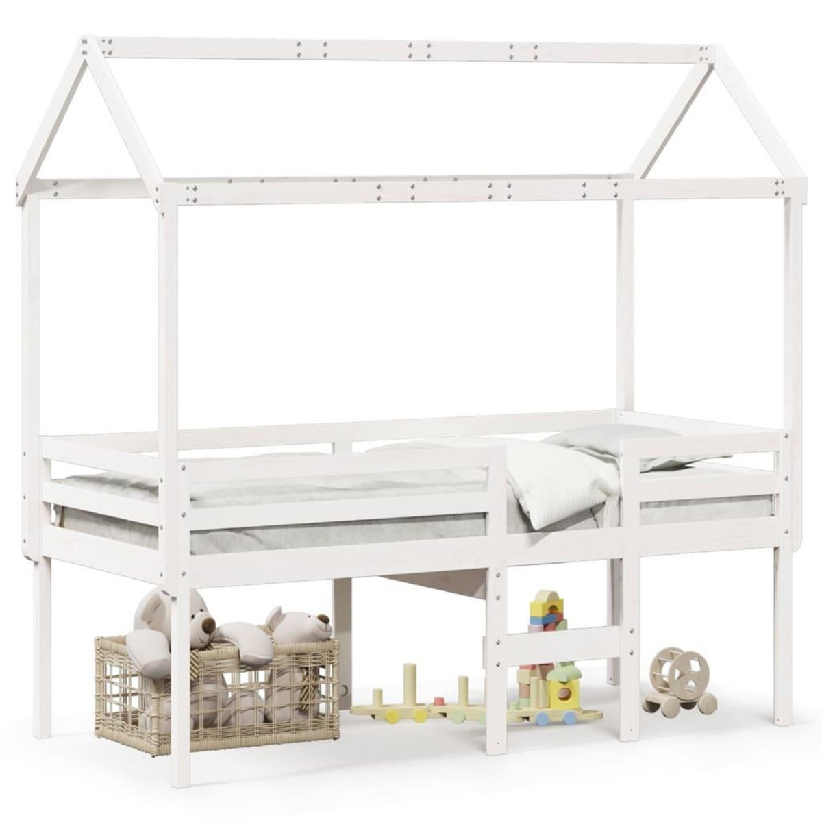 VIDAXL Lit haut sans matelas blanc 90x190 cm bois de pin massif