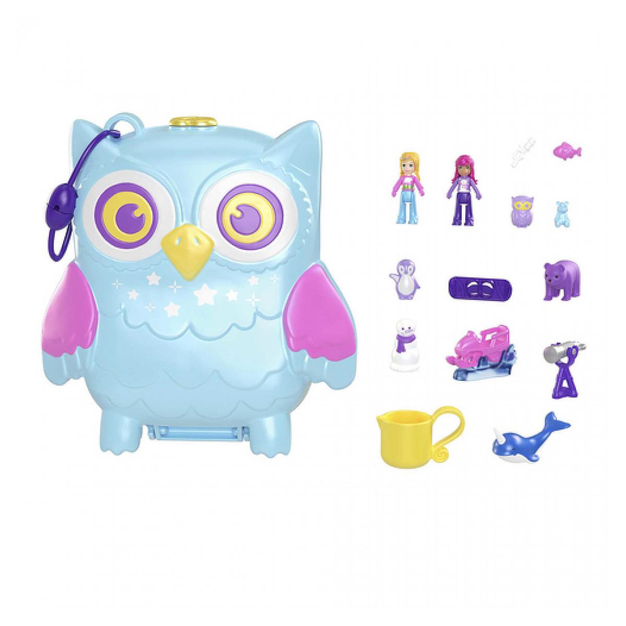 Voir la diapositive 1 : MATTEL Polly Pocket Coffret hiboux soiree pyjama