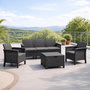 Voir la diapositive 4 : CONCEPT USINE Salon de jardin 5 places effet résine tressée gris anthracite avec table basse MANIZA