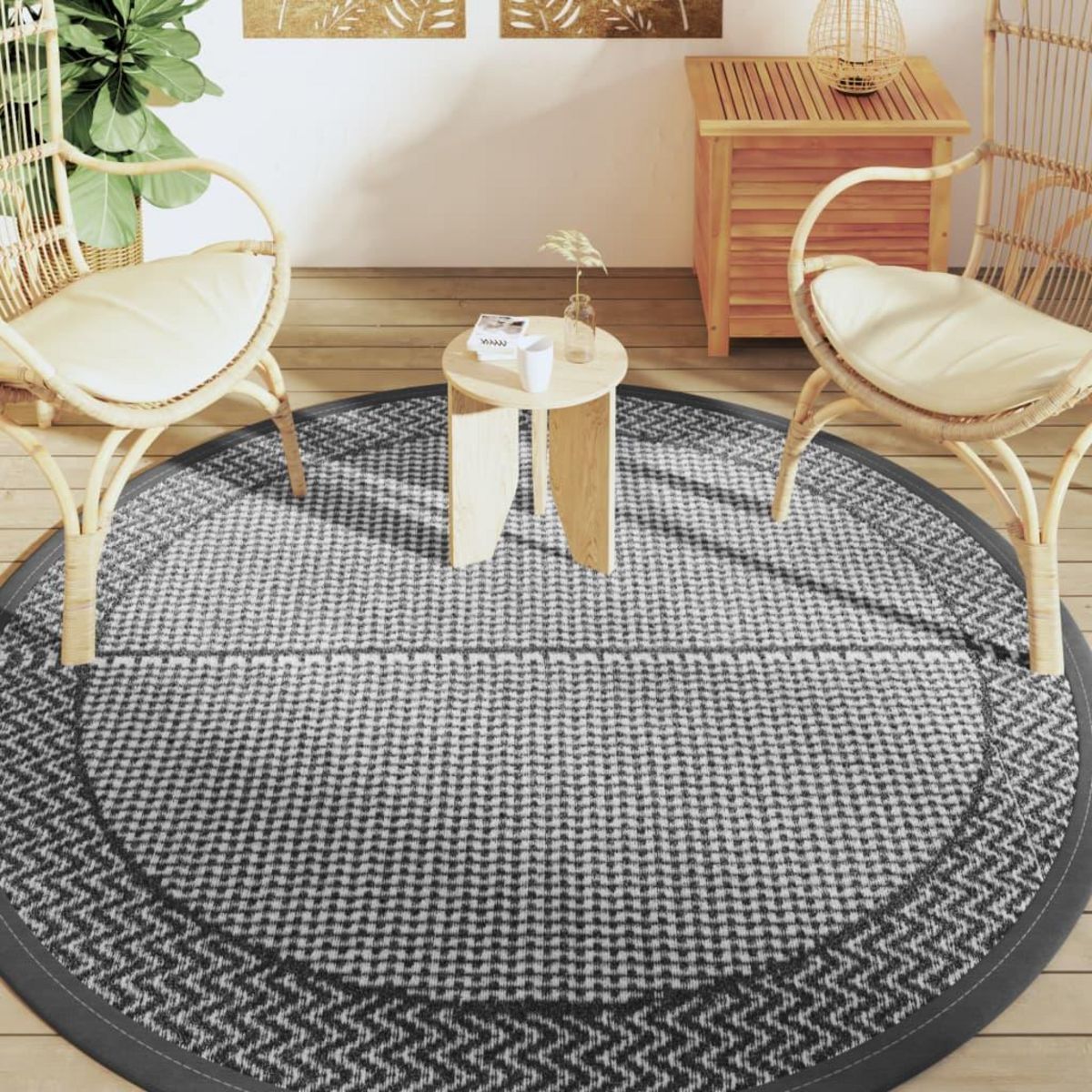 VIDAXL Tapis d'exterieur ARAKIL gris Ø200 cm PP
