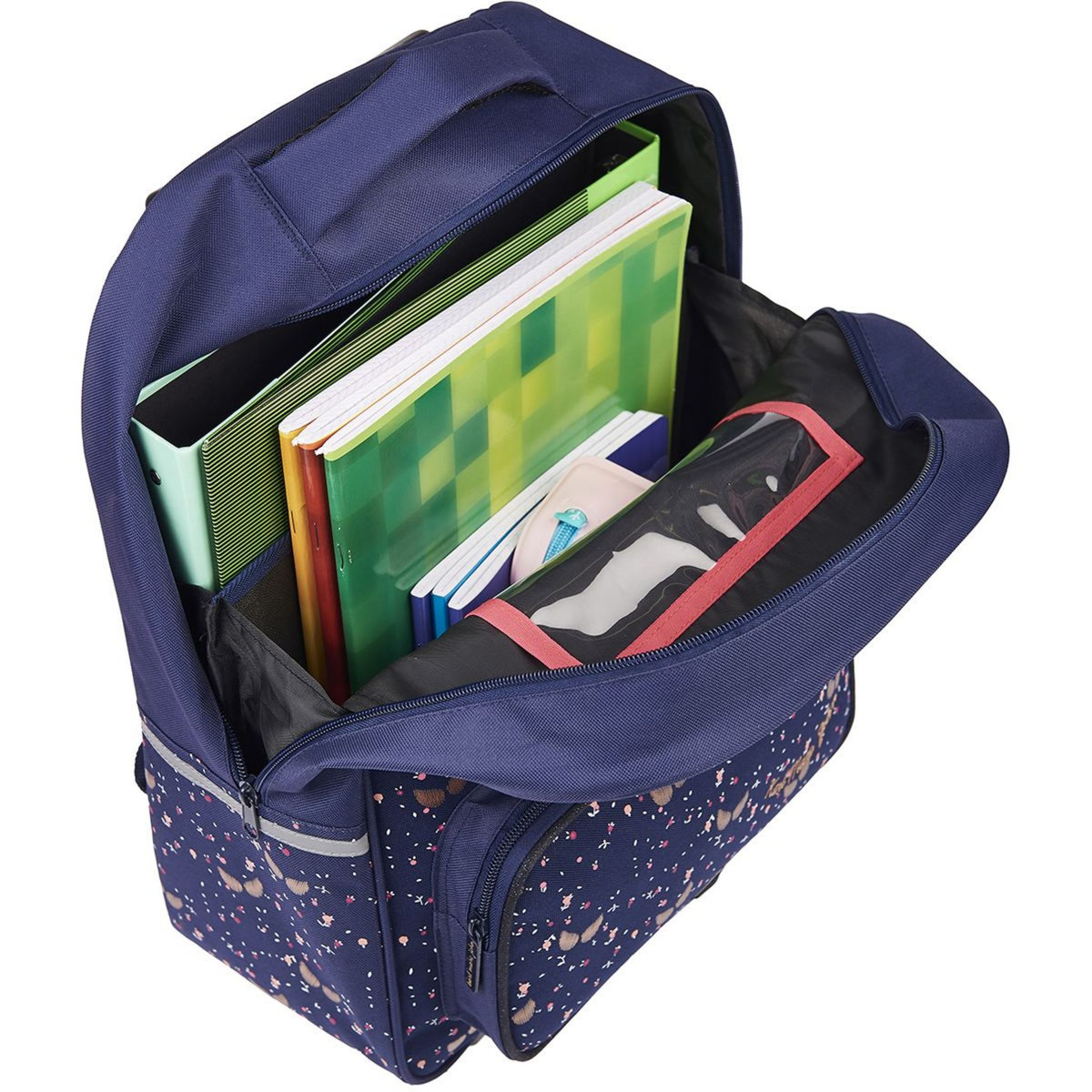 KARL MARC JOHN Sac à dos à roulettes bleu paillettes ailes 