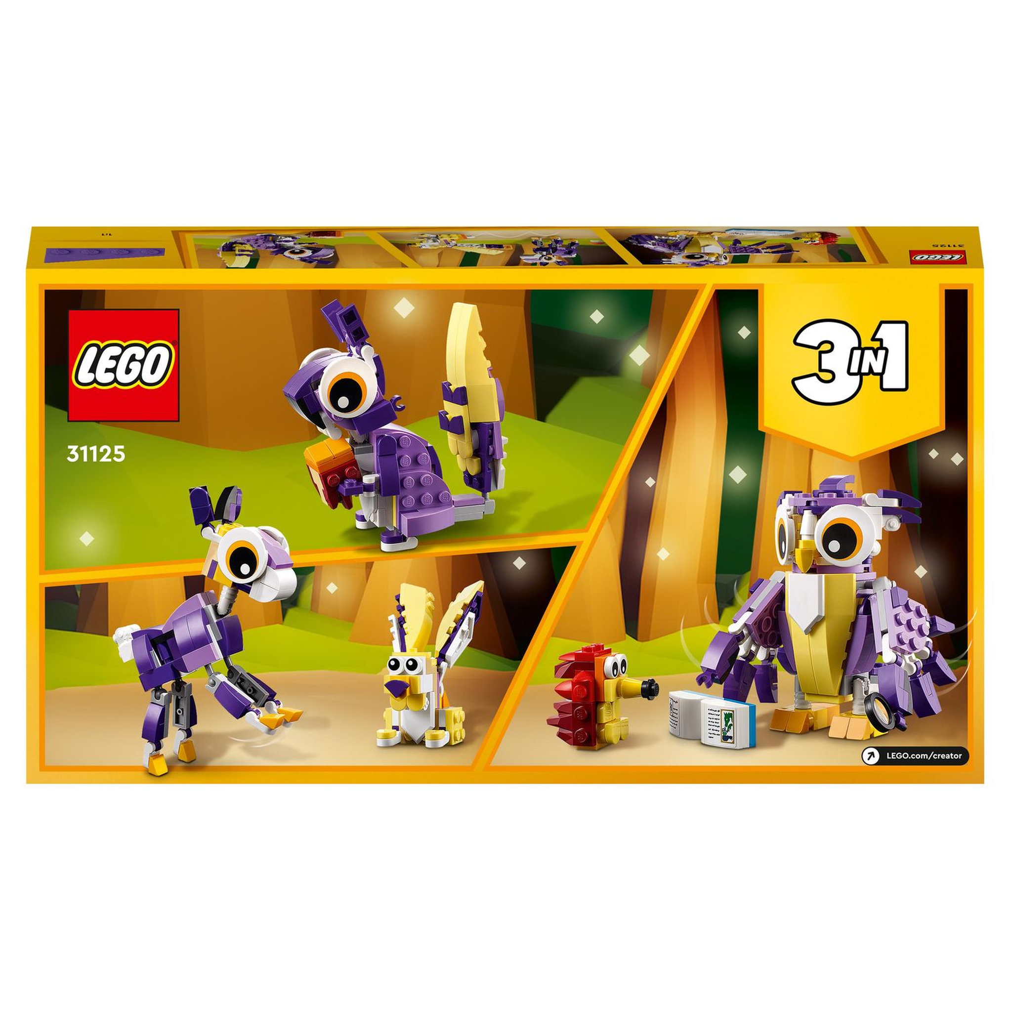 Voir la diapositive 9 : LEGO Creator 31125 Fabuleuses Créatures de la Forêt, Jouet 3 en 1 Hibou Hérisson Lapin