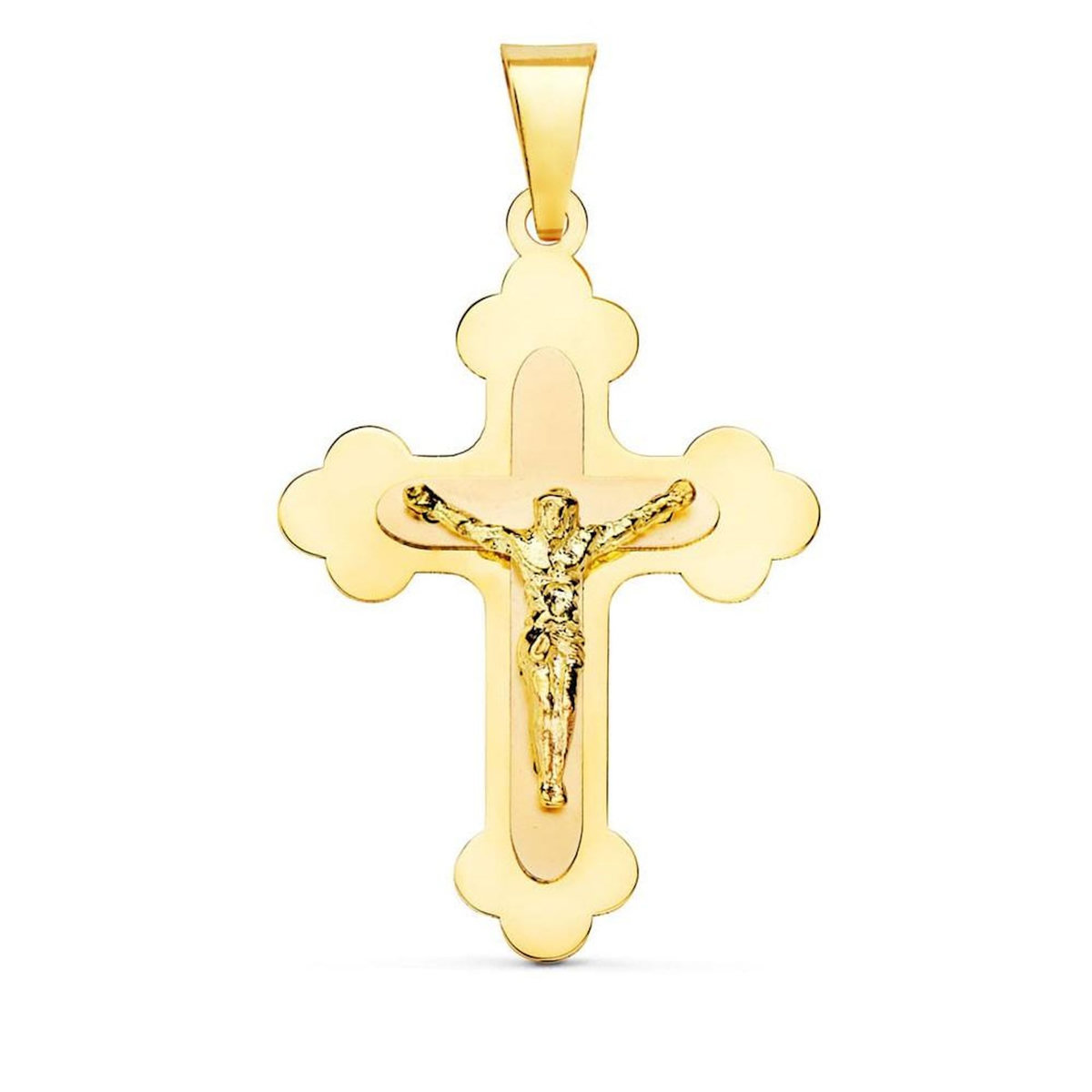 L'ATELIER D'AZUR Pendentif  - Médaille Christ sur la Croix Or 18 Carats 750/000 Jaune - Chaine Offerte