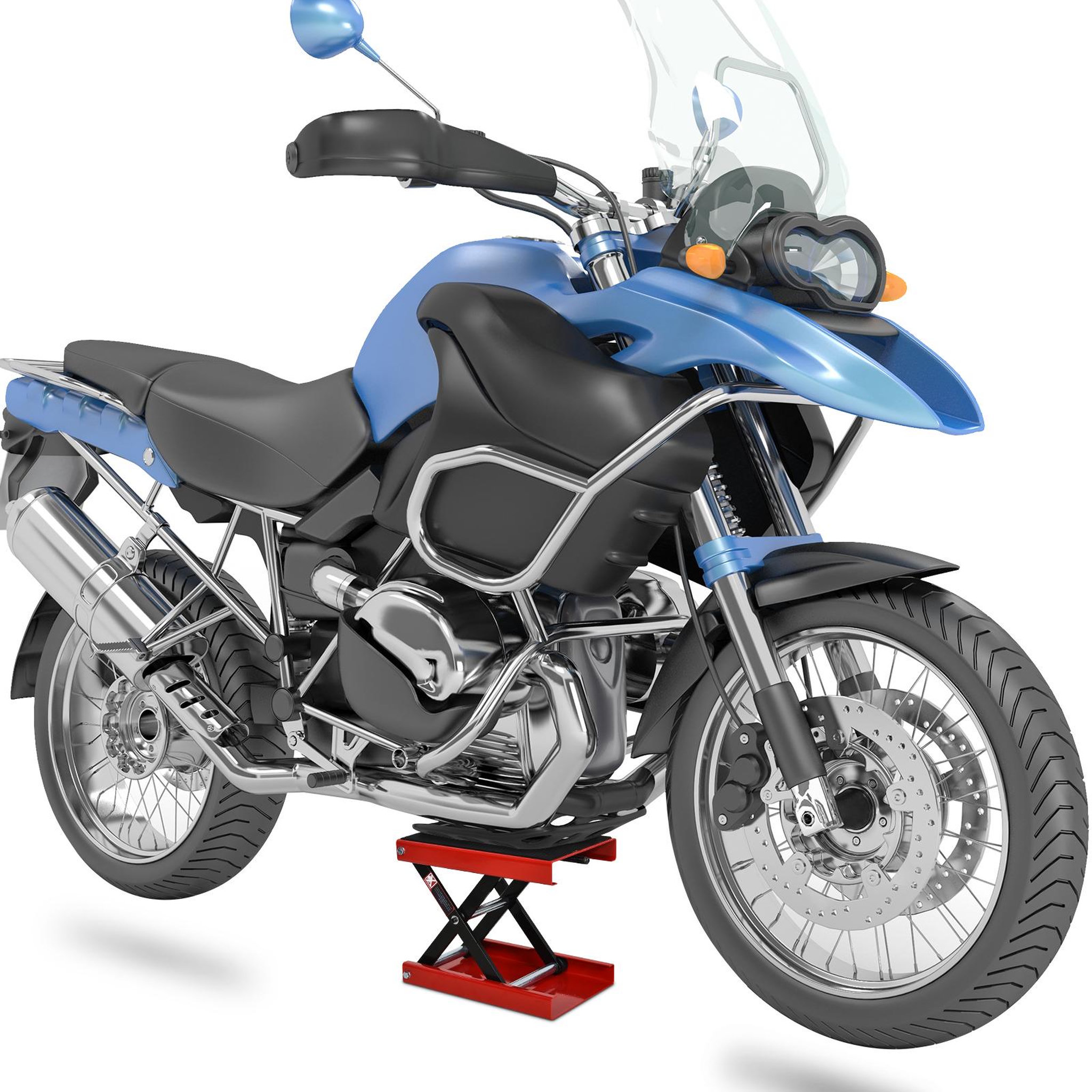 Voir la diapositive 2 : HOMCOM Lève moto béquille d'atelier stand moto tout-terrain moto cross supermotard hauteur réglable acier rouge et noir