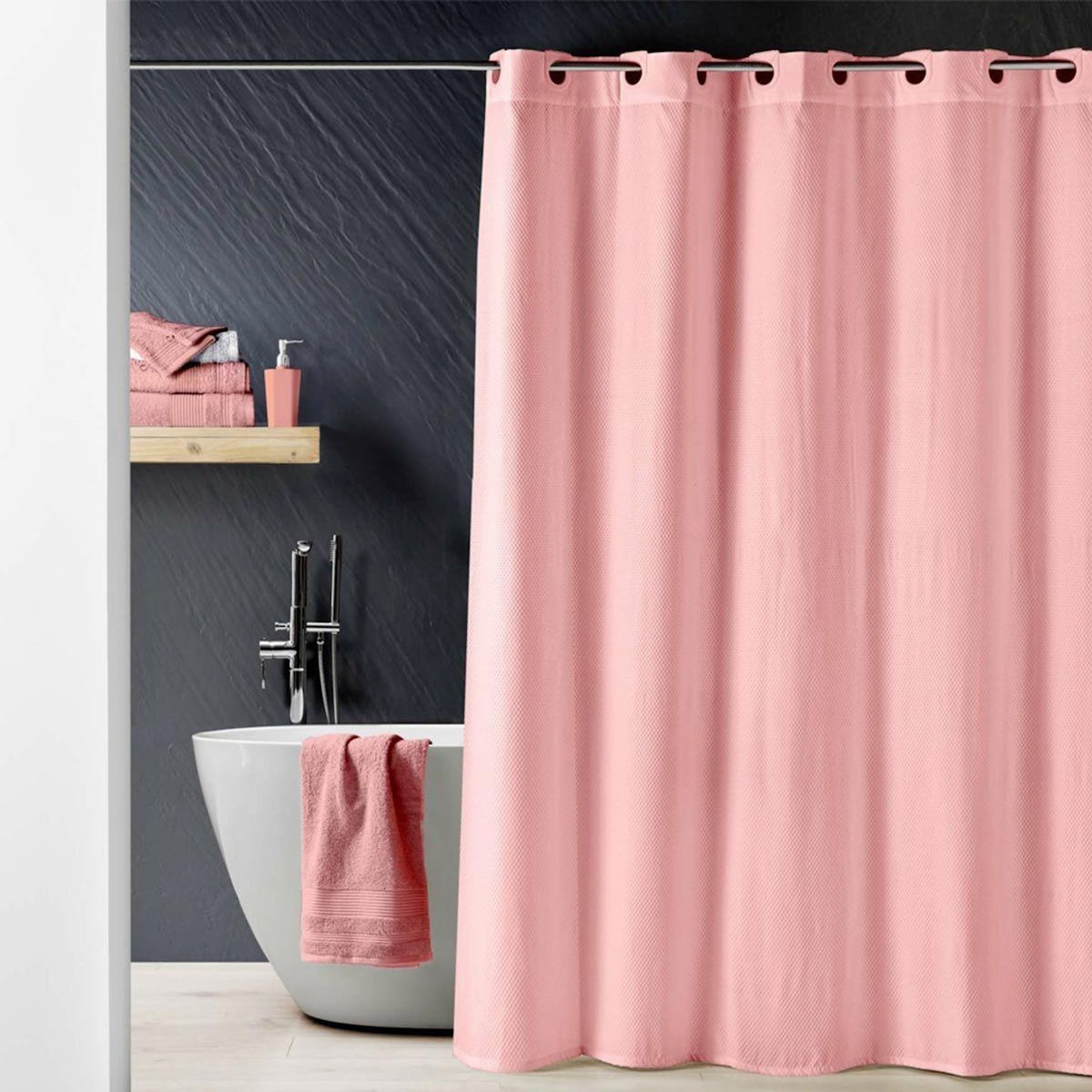 Paris Prix Rideau de Douche  Dotty  180x200cm Rose Poudré
