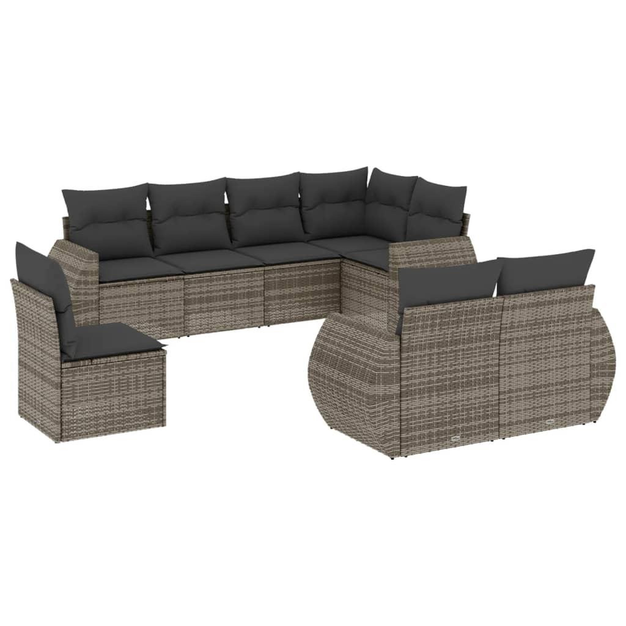 Voir la diapositive 2 : VIDAXL Salon de jardin 8 pcs avec coussins gris resine tressee