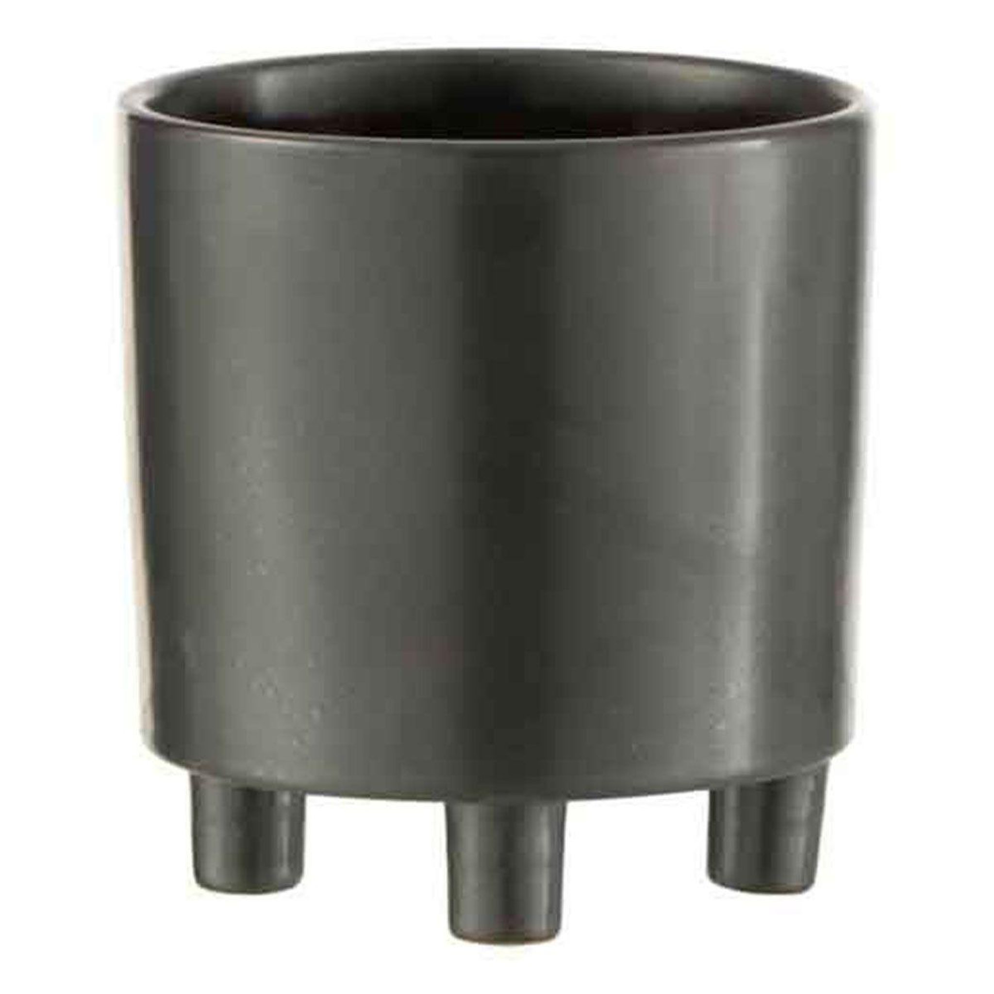 J-LINE Cache-Pot en Céramique  Smoke  16cm Gris & Noir