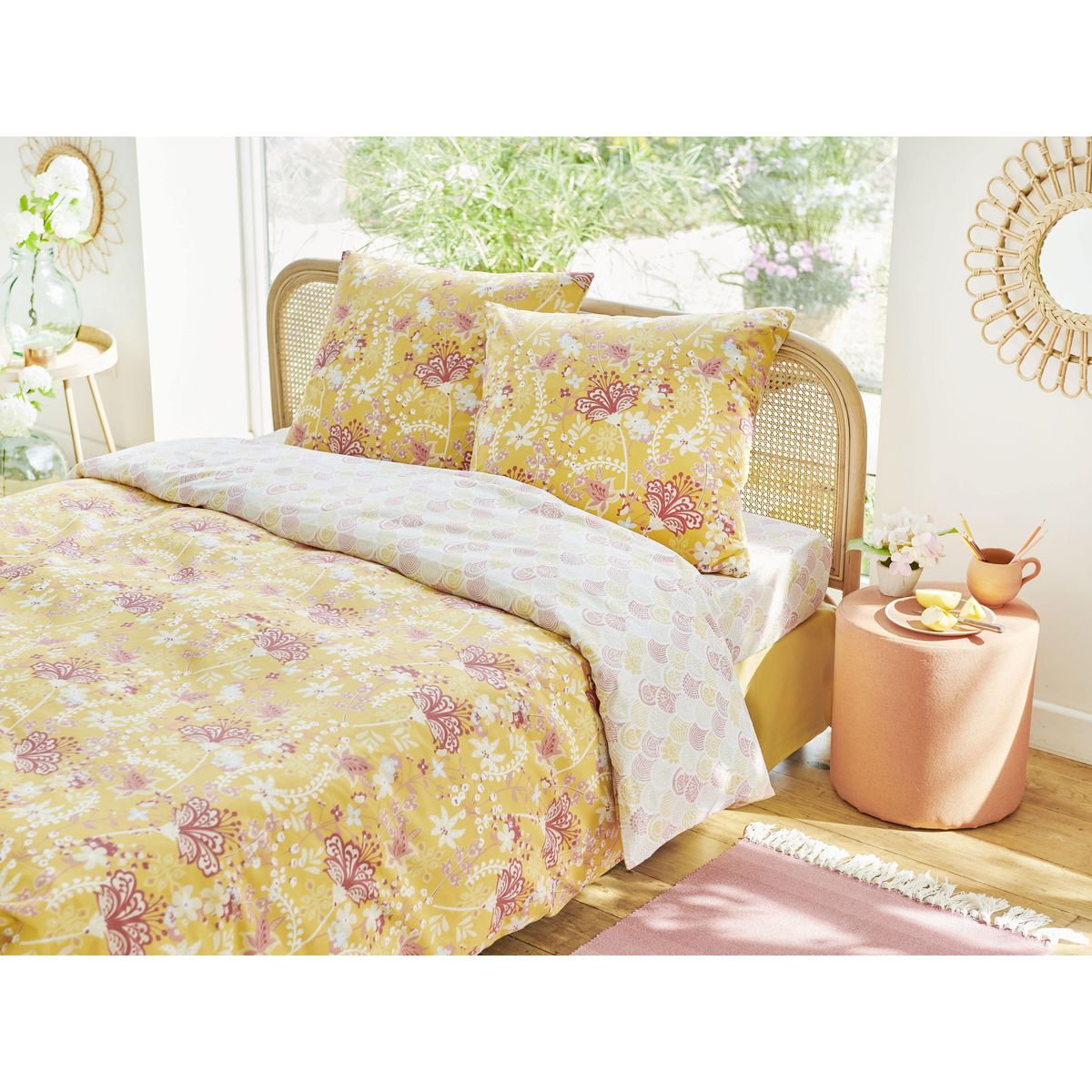 Parure housse de couette en coton biologique 52 fils ALICE