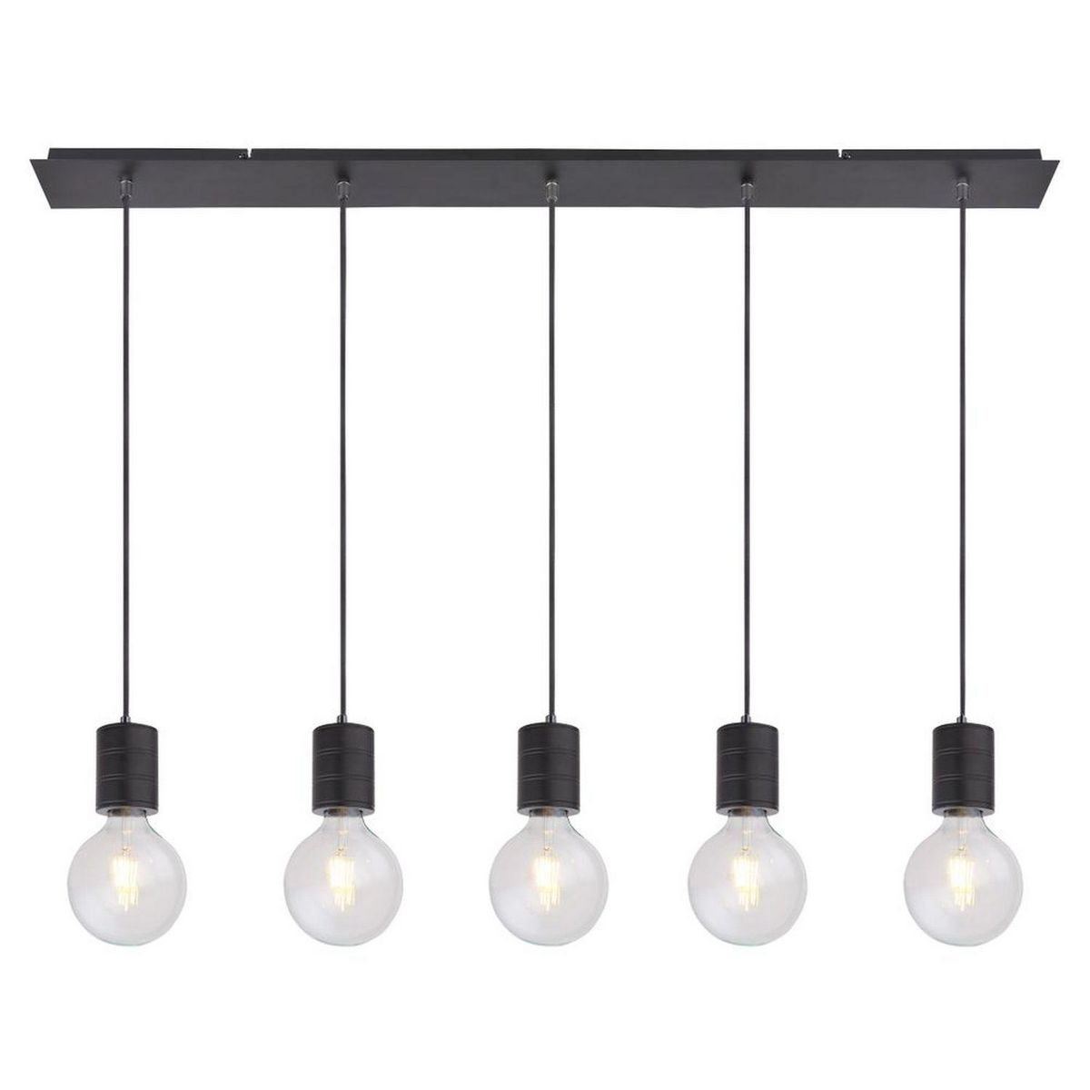 GLOBO Suspension design métal Hermine - 5 Ampoules - Noir