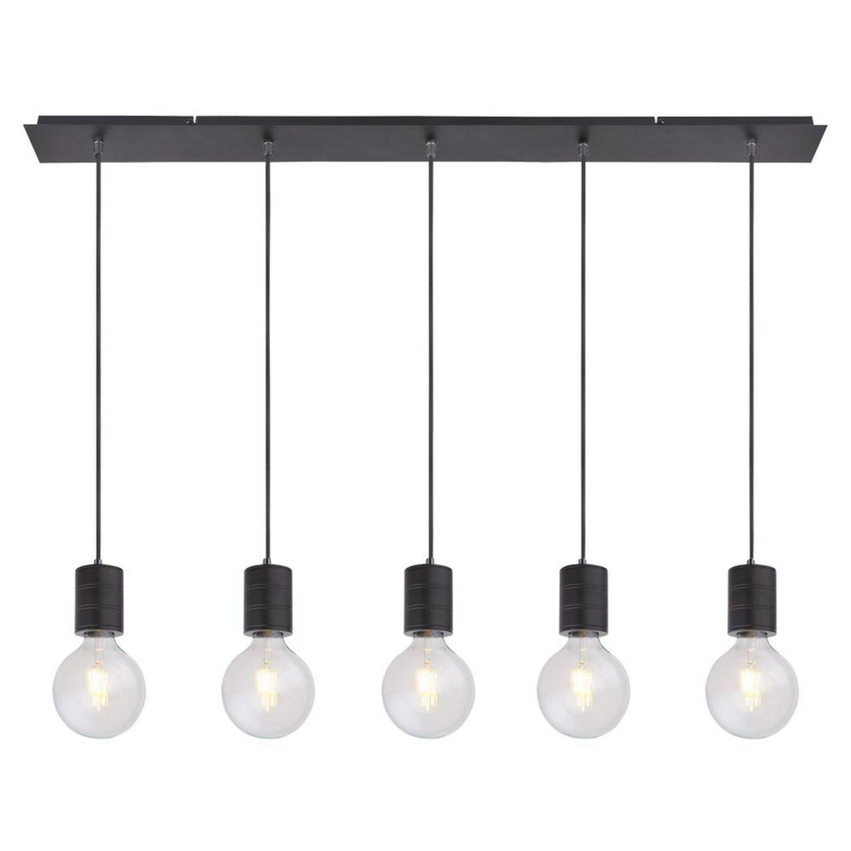GLOBO Suspension design métal Hermine - 5 Ampoules - Noir