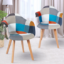 Voir la diapositive 2 : ID MARKET Lot de 2 chaises de salle à manger scandinaves, fauteuils de table SARA motifs patchworks multi-couleurs