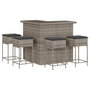 Voir la diapositive 2 : VIDAXL Ensemble de bar de jardin 5 pcs avec coussins gris poly rotin