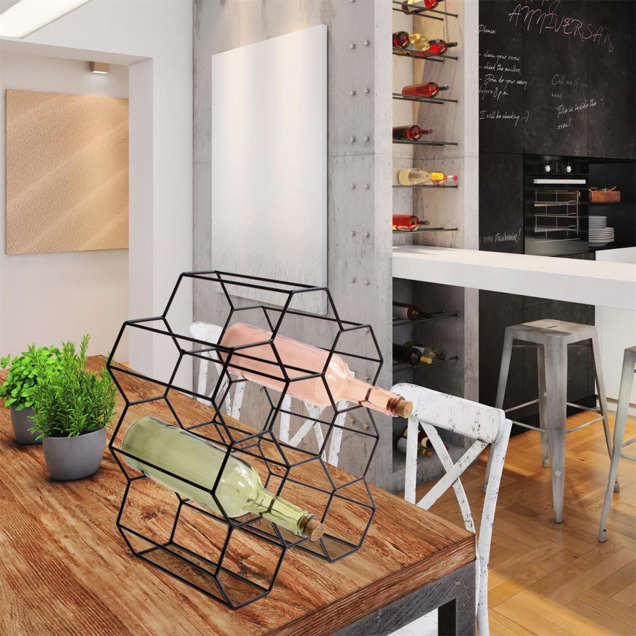 Voir la diapositive 2 : The Home Deco Factory Range-bouteilles 9 cases  vino  35cm noir