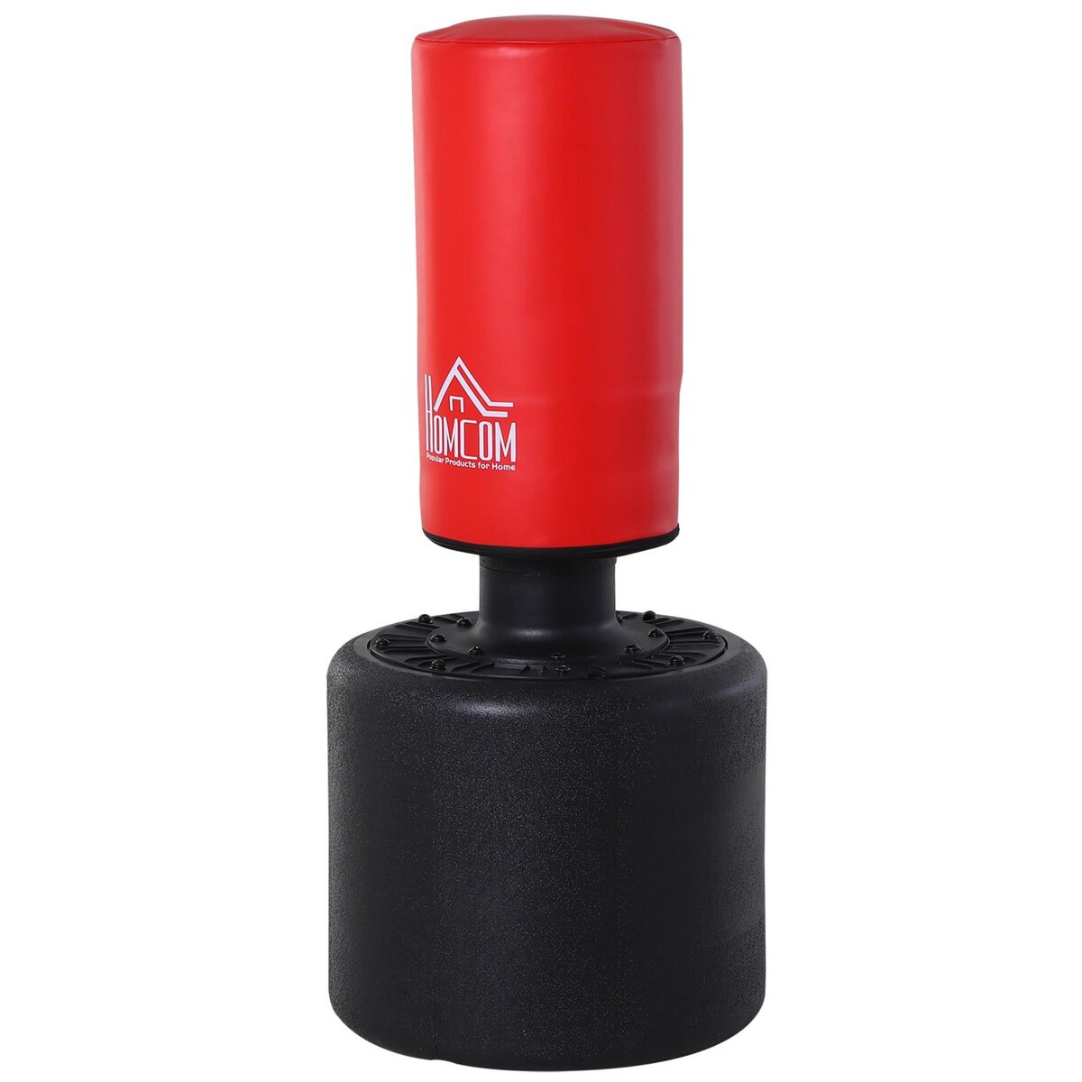 HOMCOM Sac de frappe boxe autoportant punching ball hauteur réglable Ø 56 x 145-172 cm HDPE rouge noir