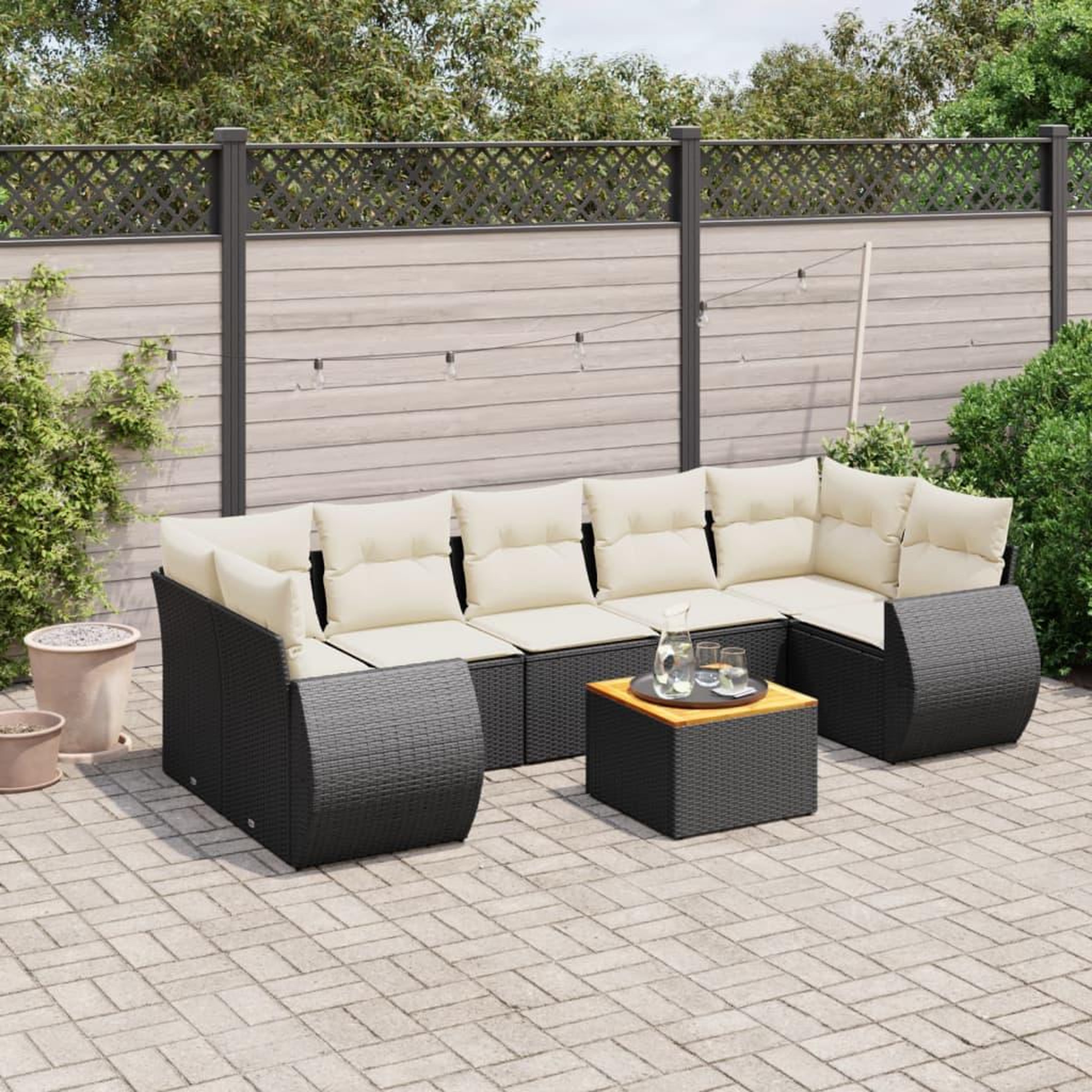 VIDAXL Salon de jardin 8 pcs avec coussins noir resine tressee