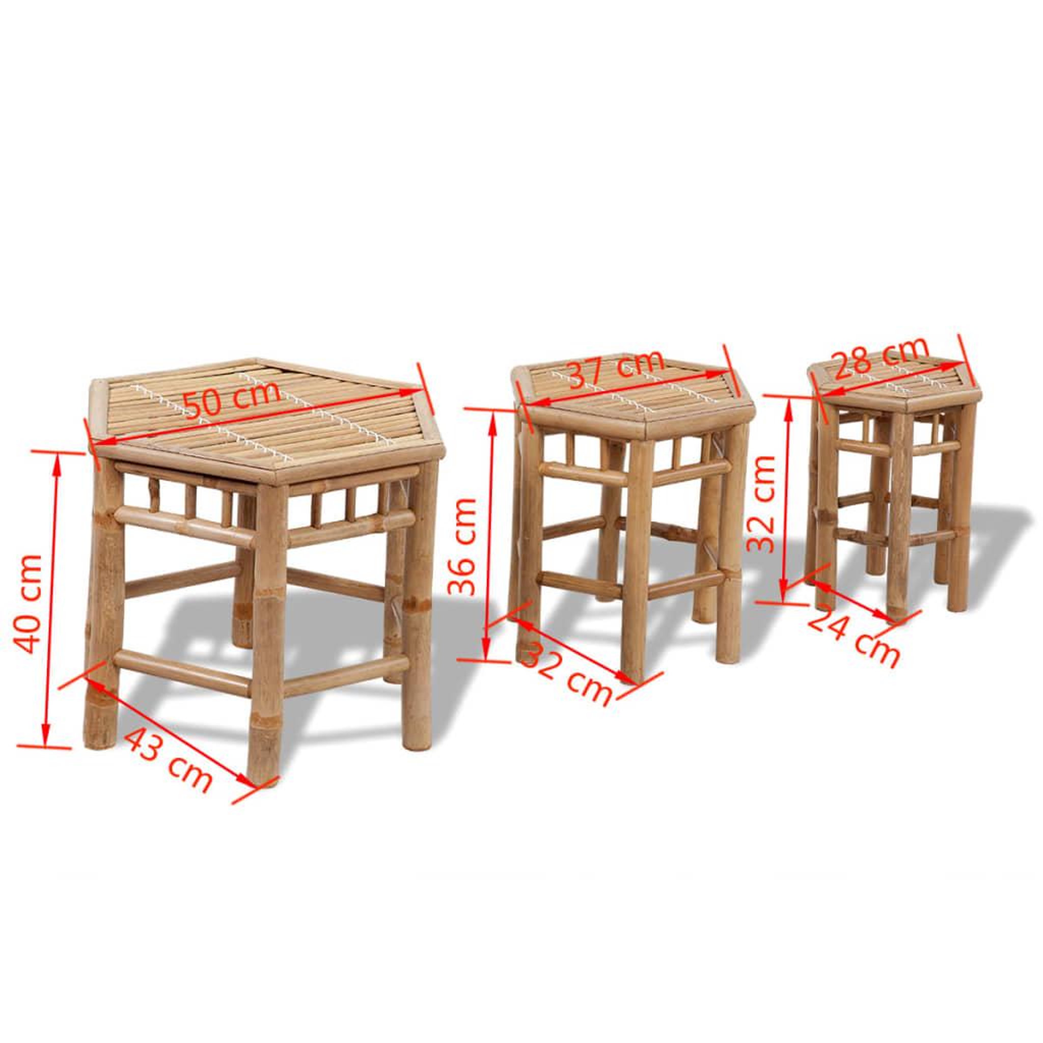 Voir la diapositive 5 : VIDAXL Tabourets de jardin lot de 3 bambou