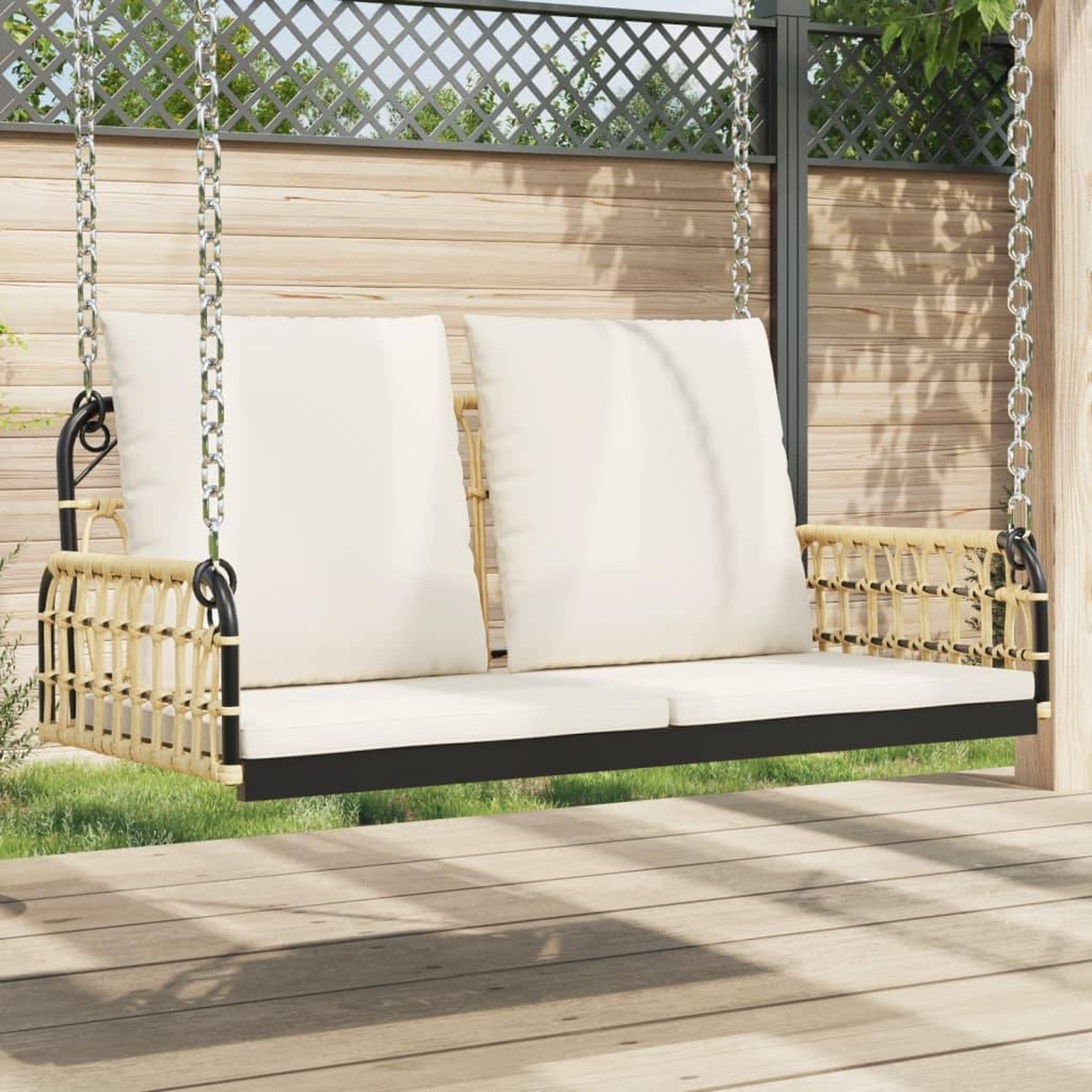 VIDAXL Balancelle avec coussins 105x58x38 cm resine tressee et acier