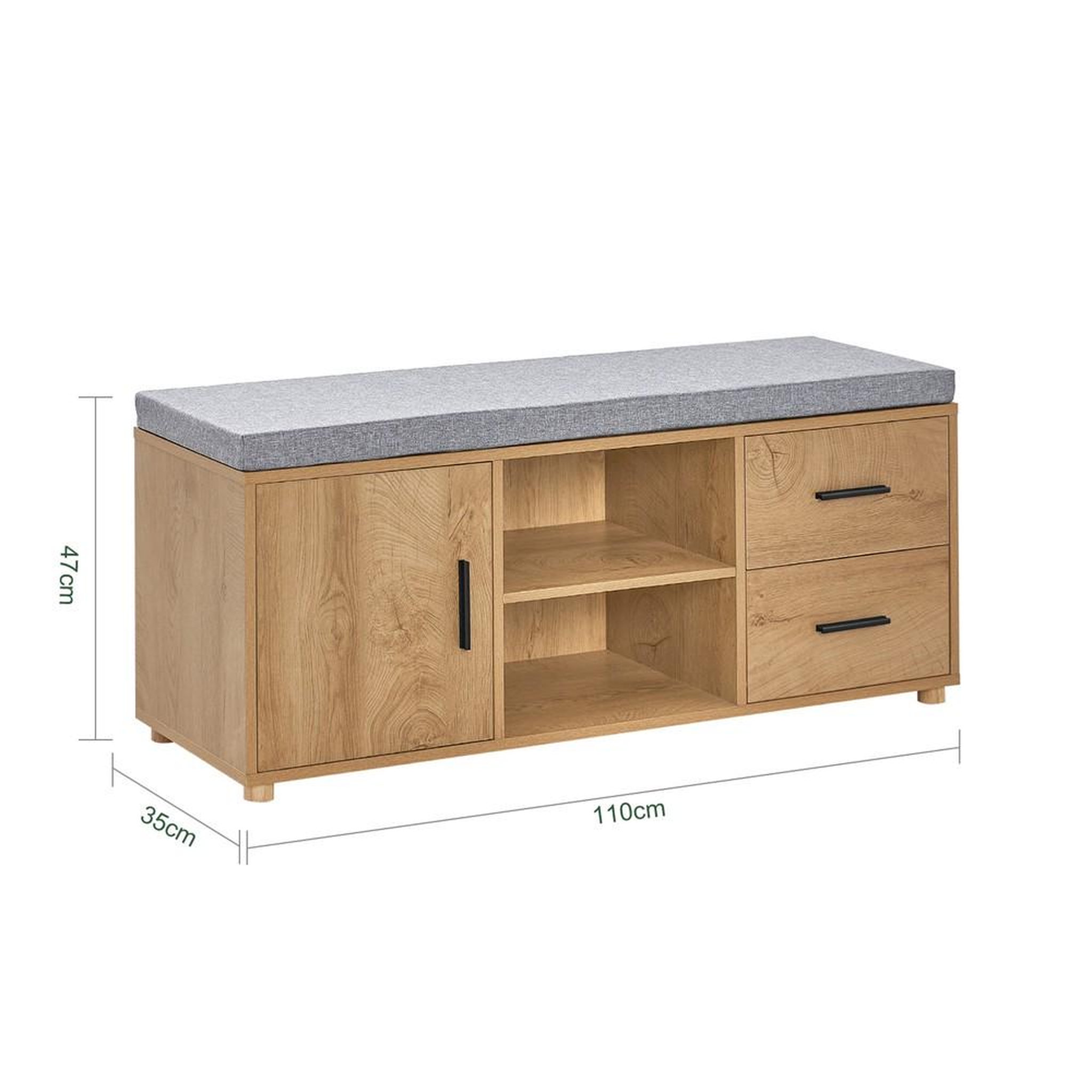Voir la diapositive 3 : SOBUY SoBuy - Banc de rangement à chaussures avec 2 tiroirs - Chêne Clair - 110x35x47cm - FSR148-N