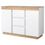 MERAX Buffet 3 porte(s) 3 tiroir(s) - 120,5 cm blanc+naturel panneau de particules
