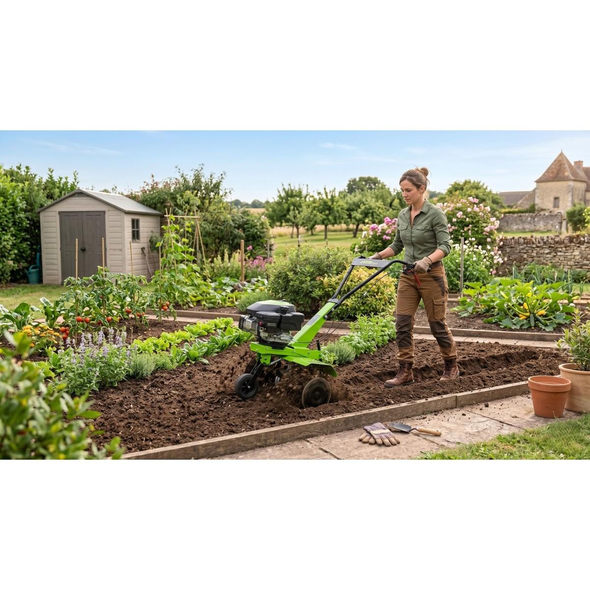 Voir la diapositive 5 : VITO Motobineuse thermique 5cv 149cm3 largeur de travail 630mm fraise ø260mm - motoculteur à essence 4t labourer jardin potager vito