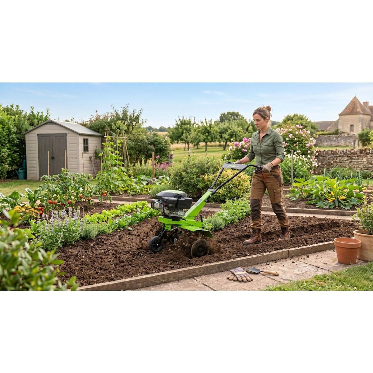 VITO Motobineuse thermique 5CV 149Cm3 Largeur de Travail 630mm Fraise Ø260mm - Motobineuse Essence 4T Labourer Jardin Potager VITO